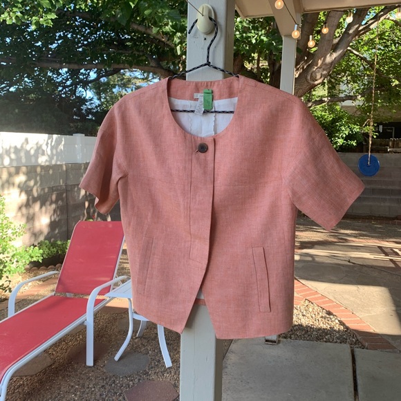 J. Crew orange blazer 100% linen size 2